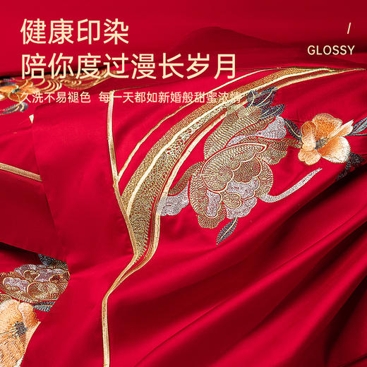 臻品系列100支全棉刺绣禧嫁四件套(鎏金繁花) 商品图4