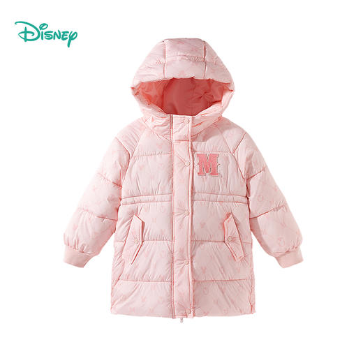 迪士尼（Disney）Baby女童夹棉保暖卡通满印外穿连帽中长款棉服秋冬新款外套 商品图7