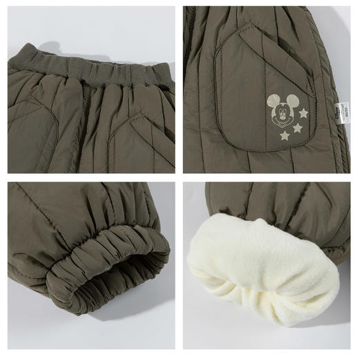 迪士尼（Disney）男童夹棉保暖外穿卡通立体米奇外套裤子加绒套装两件套秋冬新款 商品图6