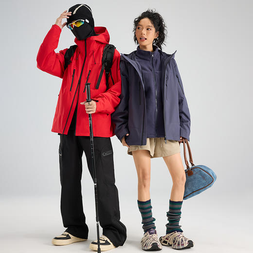 【幸运鹿】情侣款保暖防泼水三合一户外冲锋衣8568 商品图2