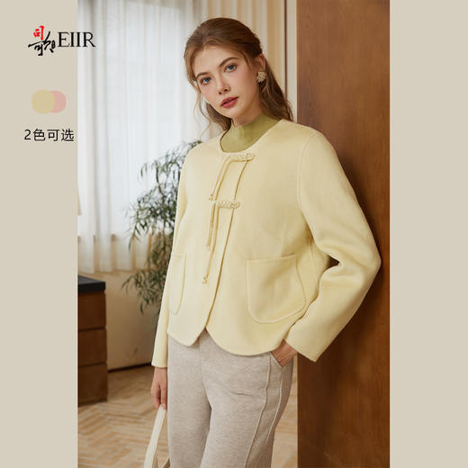 司歌绵羊毛国风双面尼外套大衣女圆领短款Q92G285 商品图4