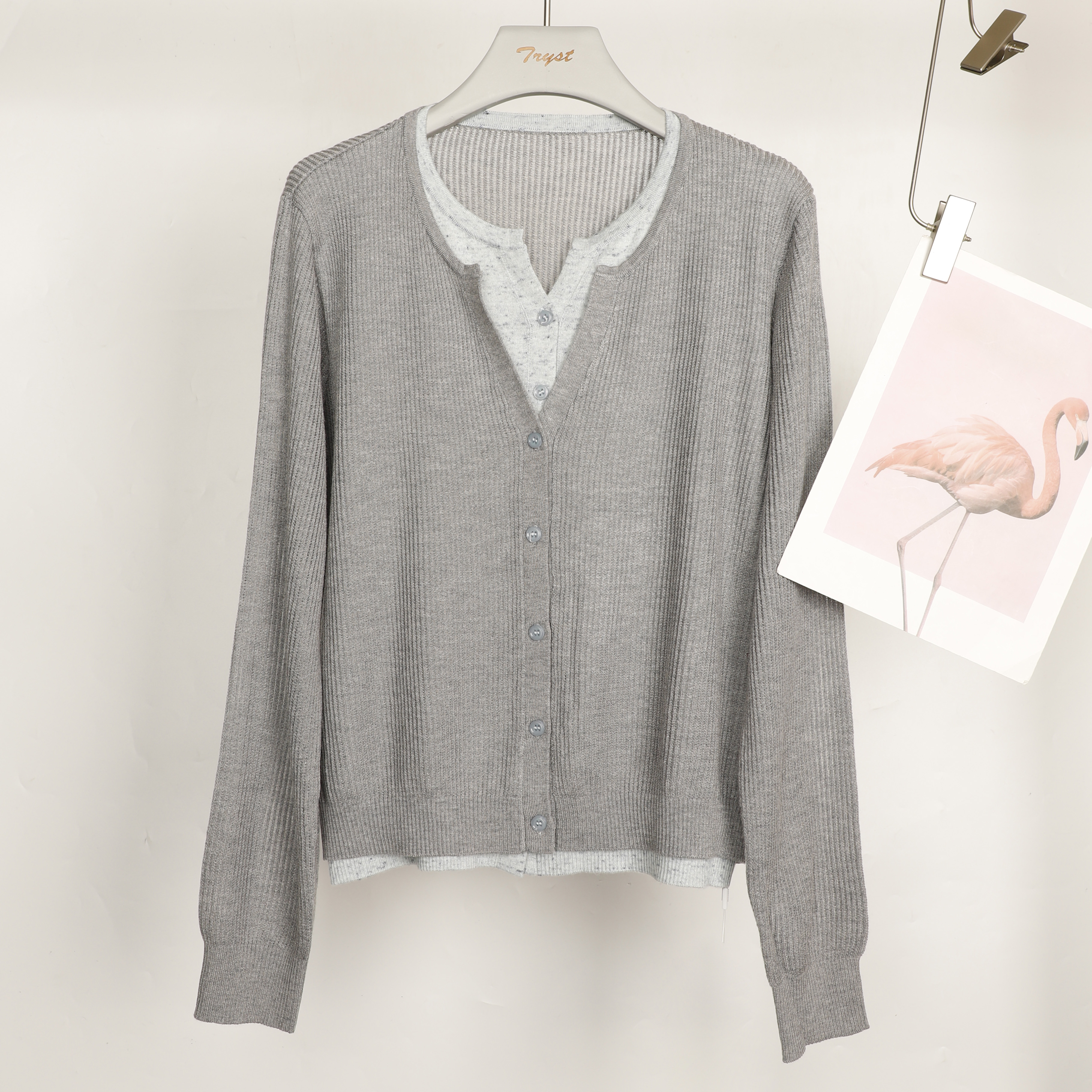 25秋冬休闲撞色V领针织衫25Q614-8413