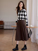 【年终特卖】熙世界黑白格子针织开衫女2025秋冬新款小个子圆领菱格毛衣短外套 商品缩略图4