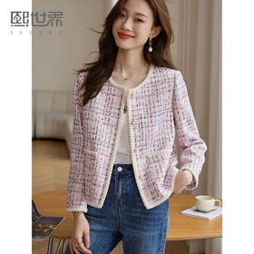【年货节】熙世界名媛小香风短外套女秋2025新款气质轻奢粗花呢上衣高级感