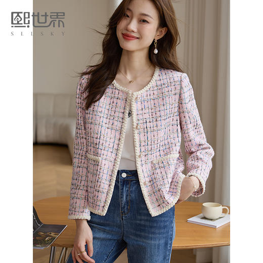 【年货节】熙世界名媛小香风短外套女秋2025新款气质轻奢粗花呢上衣高级感 商品图0