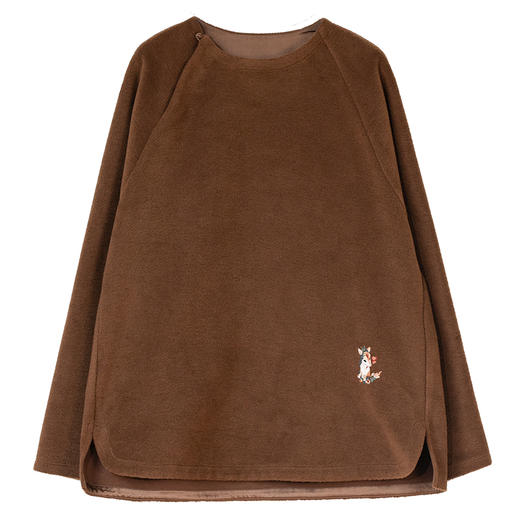 牧衣游原创 手工刺绣棉混纺卫衣女冬新款简约百搭圆领套头衫 暖忆 商品图4