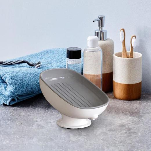 期待与你 家用沥水肥皂盒 免打孔壁挂式吸盘 香皂盒 洗手台置物架S24001 商品图3