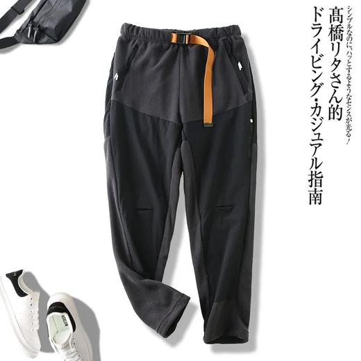 D111705户外机能风弹力防撕格子布拼接摇粒绒卫裤 商品图10