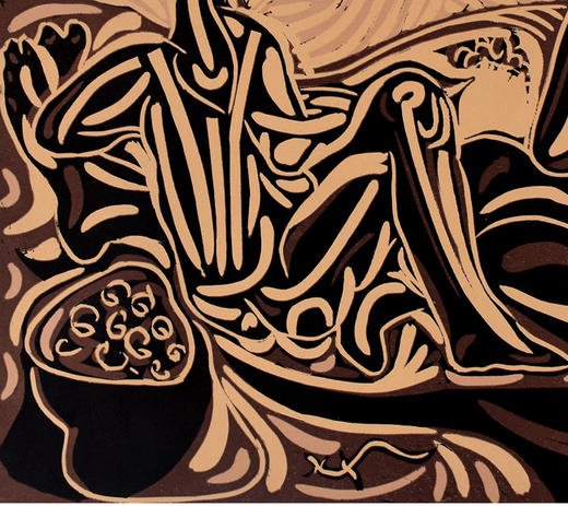 【已售】独角鹿西洋古董 1959年法国出品西班牙艺术家签名创作彩色油印版画「 Les Vendangeurs 收获葡萄的人 」 商品图2