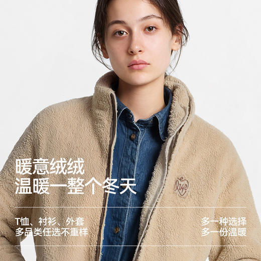 森马外套女冬季珊瑚绒插肩袖宽松立领绣花2025新款温柔风潮流夹克 商品图4