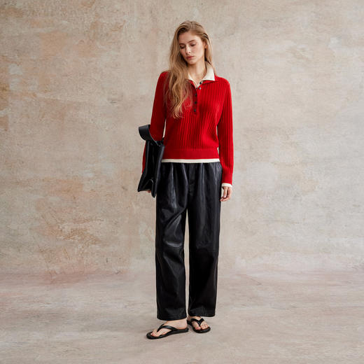 全羊毛双层Polo领假两件知性秋冬毛衣MY2504078
 商品图2