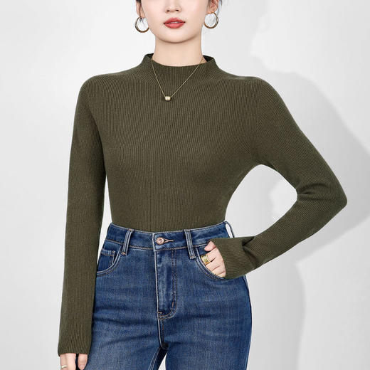 「高货wl」全新升级【铂金会员183/天猫239/差价56】(95229)洛诗琳气质百搭半高领羊毛上衣2025秋冬无缝一体针织衫女 商品图1