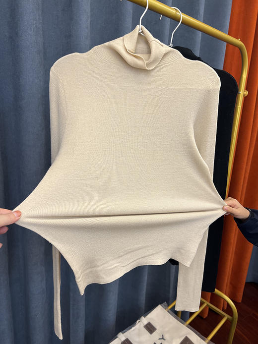 高奢体感带检测！18支极细羊毛蚕丝！一体成衣堆堆领超薄针织衫 商品图6