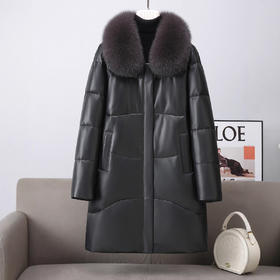 丁摩 海宁真皮羽绒服女中长款显瘦鹅绒服头层绵羊皮衣