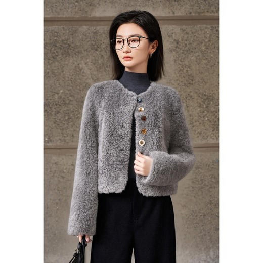 剩L 皮毛一体暖暖绒短外套 亲肤舒适仿皮毛 抗风保暖环保皮草小个子外套女5682 商品图1