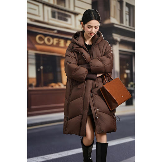 「高货kbnq」全新升级【铂金会员781/天猫1059/差价278】(72025)洛诗琳加厚中长款羽绒服2025冬季新款连帽过膝保暖外套 商品图2