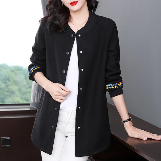 芳妮诗胖mm大码中长款外套女春秋外搭2026新款休闲夹克棒球服开衫 商品图1