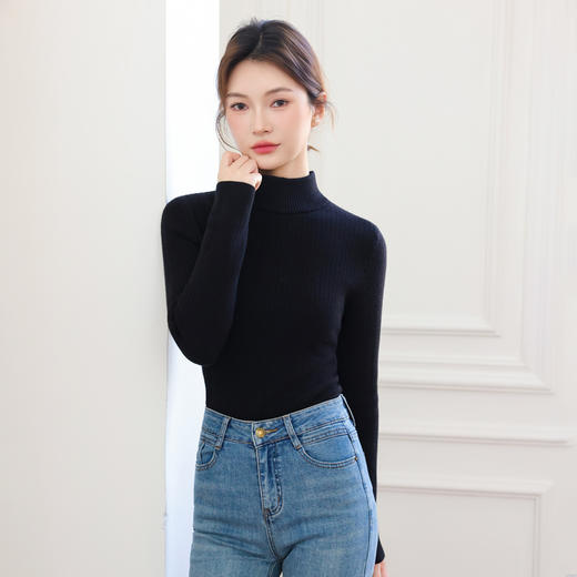 青乔慕染新款韩系半高领加绒打底衫JYF6007 商品图4