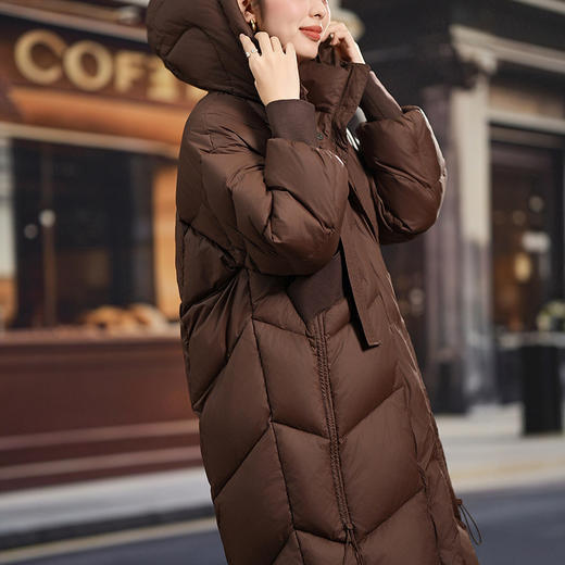 「高货kbnq」全新升级【铂金会员781/天猫1059/差价278】(72025)洛诗琳加厚中长款羽绒服2025冬季新款连帽过膝保暖外套 商品图4