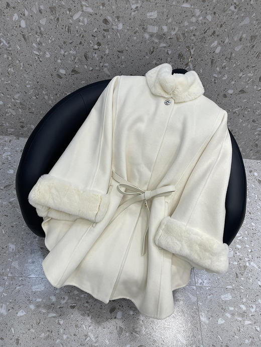 雀说LP同款赫本风鼻祖色山羊绒系带短款斗篷龙猫色秋冬大衣女外套ALW0810-1 商品图2