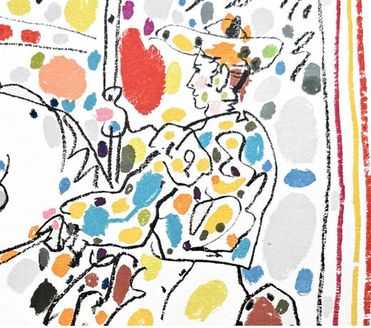 独角鹿西洋古董 1961年法国出品西班牙艺术家签名创作彩色石版画「Le Picador II骑士 II」 商品图3