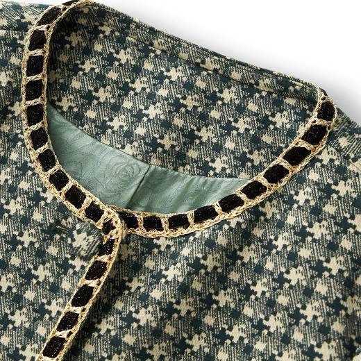 「高货wl」全新升级【铂金会员413/天猫559/差价146】(99602)洛诗琳2025秋冬提花亮丝千鸟格小香风外套直筒半裙两件套 商品图3