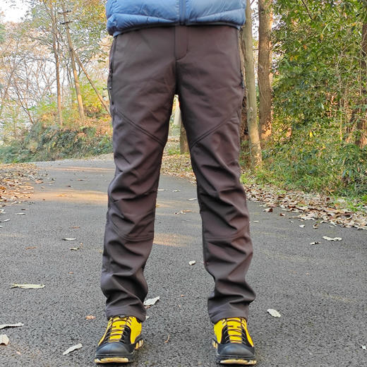 纳趣户外加绒软壳冲锋裤防风保暖休闲运动裤男女款修身软壳裤 商品图1