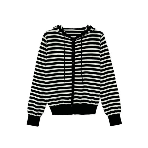 6%羊毛假两件设计款 条纹连帽上衣 商品图5