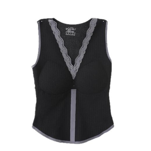 雀说蕾丝边V领阳离子无痕美背无钢圈性感舒适外穿条纹女士保暖背心女ALWT75 商品图4