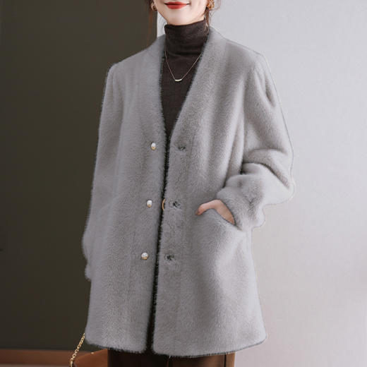 丁摩 冬季水貂绒皮毛一体大衣外套9060 商品图2