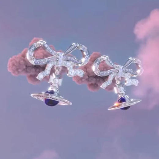 春日限定【抢先购】Vivienne西太后蝴蝶结紫球耳饰银色/手链银色/项链银色-mi_bba 商品图7