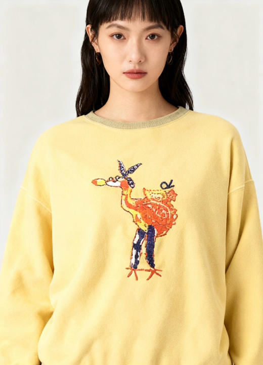 【11月17日 下午18:00 秒杀】45R 再一款 2025年新品 日系水洗 908男女同款 休闲火烈鸟抓 毛海洋 圆领 加绒卫衣 商品图9