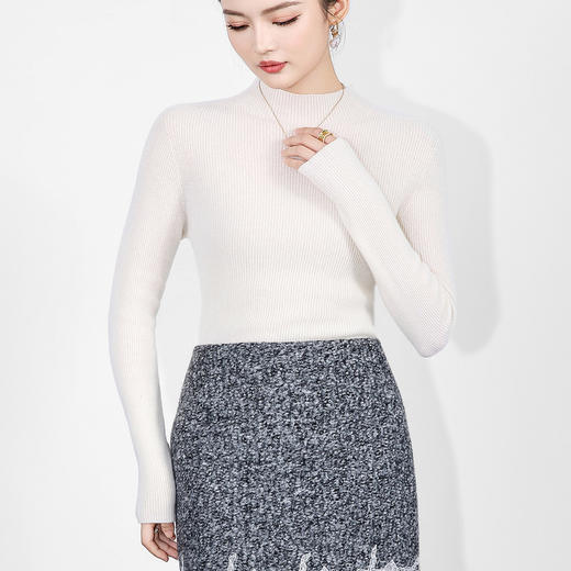 「高货wl」全新升级【铂金会员183/天猫239/差价56】(95229)洛诗琳气质百搭半高领羊毛上衣2025秋冬无缝一体针织衫女 商品图3