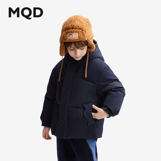 【MQD】【三防】童装儿童羽绒服冬季加厚连帽男大童纯色外套 商品图1