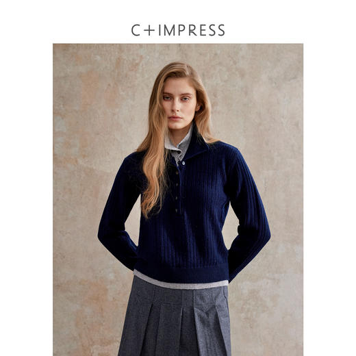 全羊毛双层Polo领假两件知性秋冬毛衣MY2504078
 商品图1