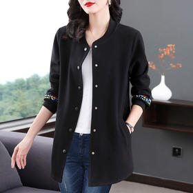 芳妮诗胖mm大码中长款外套女春秋外搭2026新款休闲夹克棒球服开衫