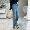 丁摩 一条过冬!【加绒】敲软糯奥利绒直筒牛仔裤女秋冬加厚四面弹高腰保暖长裤5ZF-10212 商品缩略图2
