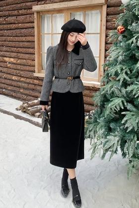 ELLA JADE 复古优雅小香风短外套+半裙套装 21563