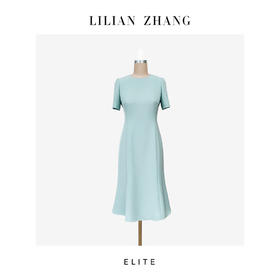 定制—静奢风—香榭雅定—法式优雅圆领短袖鱼尾收腰连衣裙  2501053