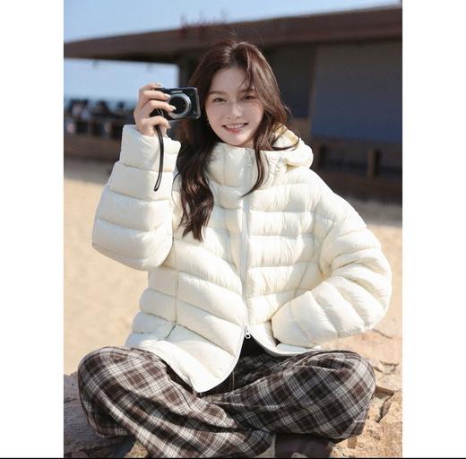 韩版加厚简约短款羽绒服！2025保暖连帽排骨95白鸭绒羽绒服！ 商品图4