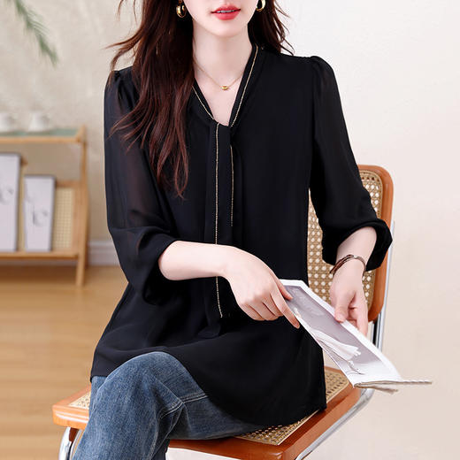 KQL A56N8132大码洋气上衣宽松显瘦遮肚时髦上衣 商品图2