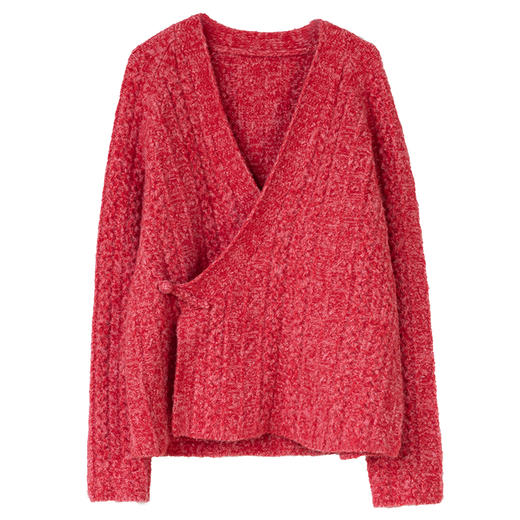 牧衣游原创 羊毛羊驼混织毛织外套蓬松舒适软糯慵懒红色开衫 庑影 商品图4