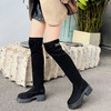 经典鲨2025冬季新款百搭黑色中粗跟过膝长筒弹力靴瘦瘦靴女KW96-558051 商品缩略图3