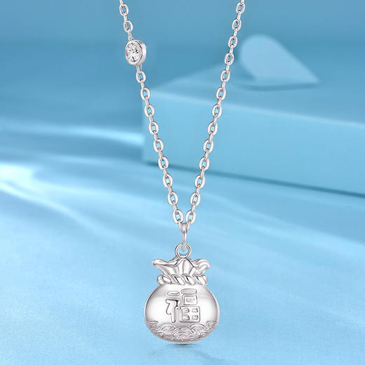 卡蒂罗KADER 心愿福袋项链 925银新中式国潮财运福袋小众设计锁骨链 简约大气轻奢百搭高级感 商品图2