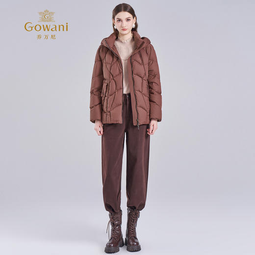 乔万尼2025新品冬宽松剪裁连帽蓬松感保暖白鸭绒羽绒服ED4T773805 商品图3