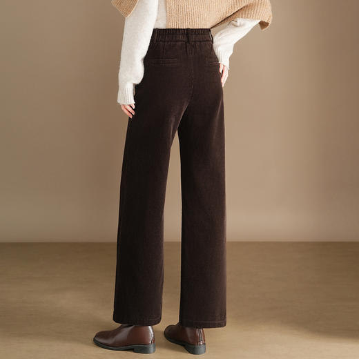 QYM 9615-Y一字袋灯心绒直筒裤高腰条绒阔腿裤厚款宽松休闲裤 商品图2