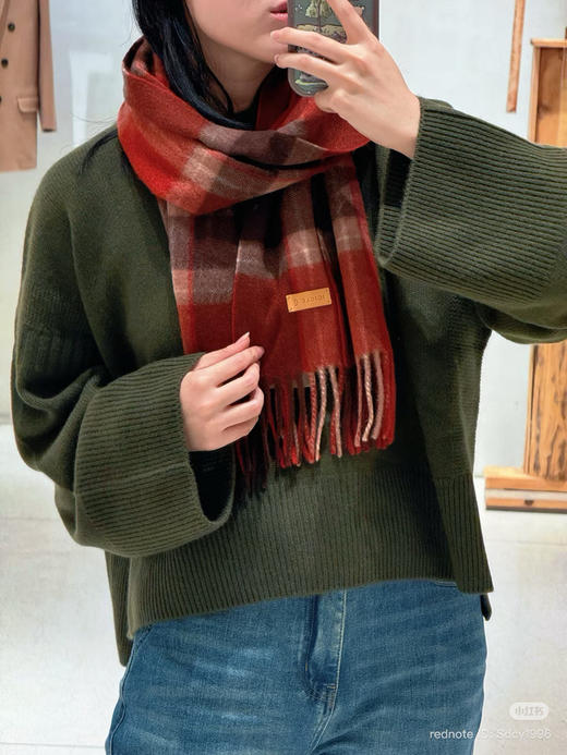 1117-1独家圆正 小禾 节日限定 温润细腻 水波纹纯羊绒 tartan苏格兰 格纹长款围巾 商品图10