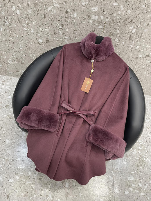 雀说LP同款赫本风鼻祖色山羊绒系带短款斗篷龙猫色秋冬大衣女外套ALW0810-1 商品图6