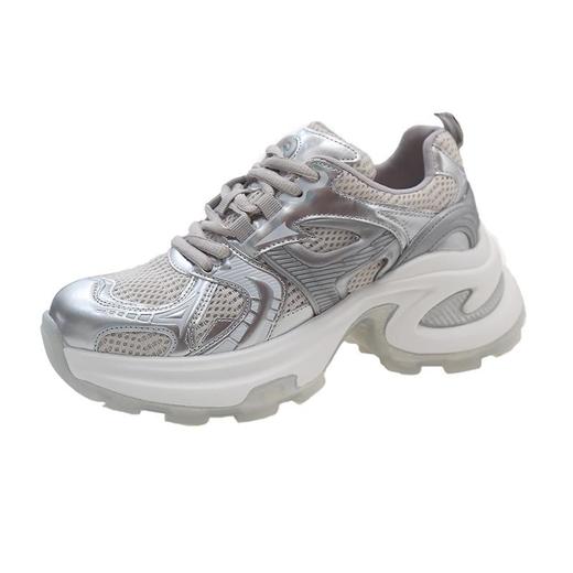 【韩系轻便松糕厚底老爹鞋】女2025新款跑步系带网纱运动休闲鞋女 商品图4