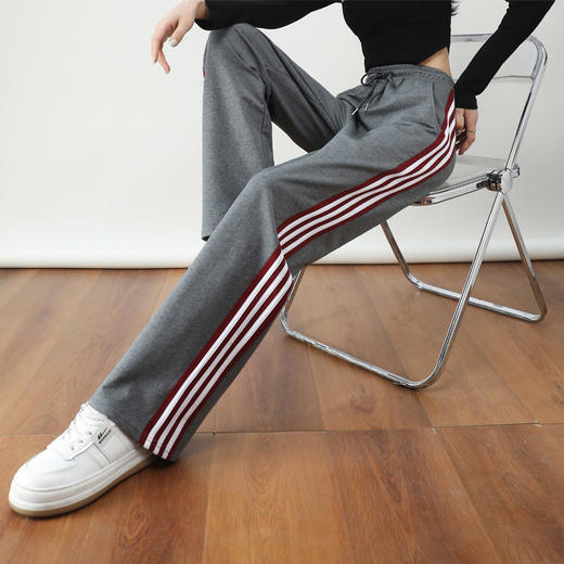 百媚生 棉质加绒加厚直筒休闲裤女阔腿宽松显瘦休闲裤CR95698 商品图2